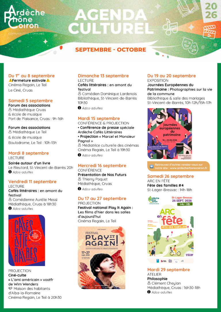 AGENDA CULTURE Septembre Octobre 2026 Ard che Rh ne Coiron agenda-culture-septembre-octobre-2026-ard-che-rh-ne-coiron